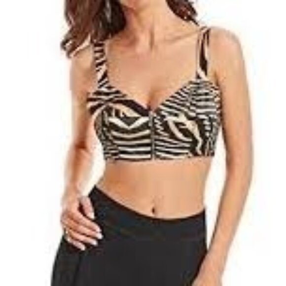 Guess By Marciano Arabian Night Animal Print Zip Front Crop Top Size 10 - Picture 10 of 10
